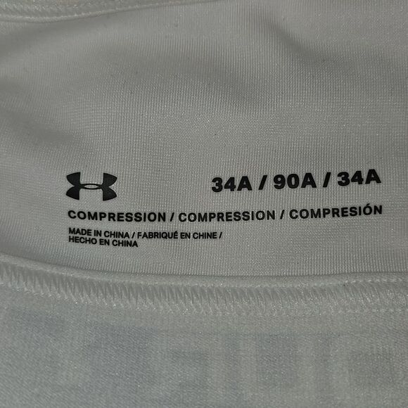 Under Armour UA Sports Bra White Gray Size 34A 34a Small Zip Front Logo Gym Yoga - Picture 3 of 16